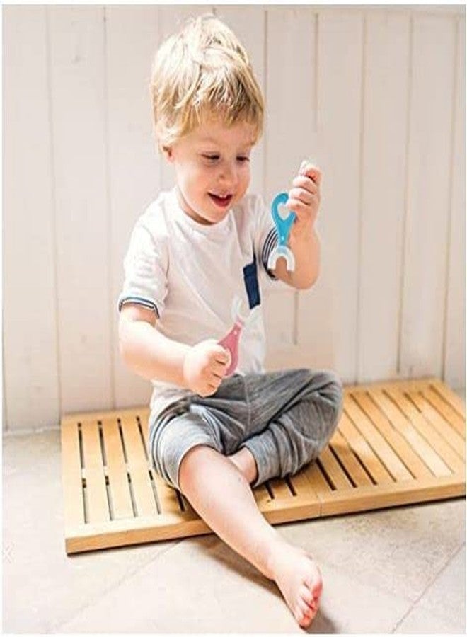 AG E-Com U Shaped Toothbrush for Kids Manual Whitening Toothbrush Silicone Brush Head for Kids Children Infant Toothbrush For 2-6 Years Mouth-Cleaning (Multicolor, Pack of 2) - Image 3